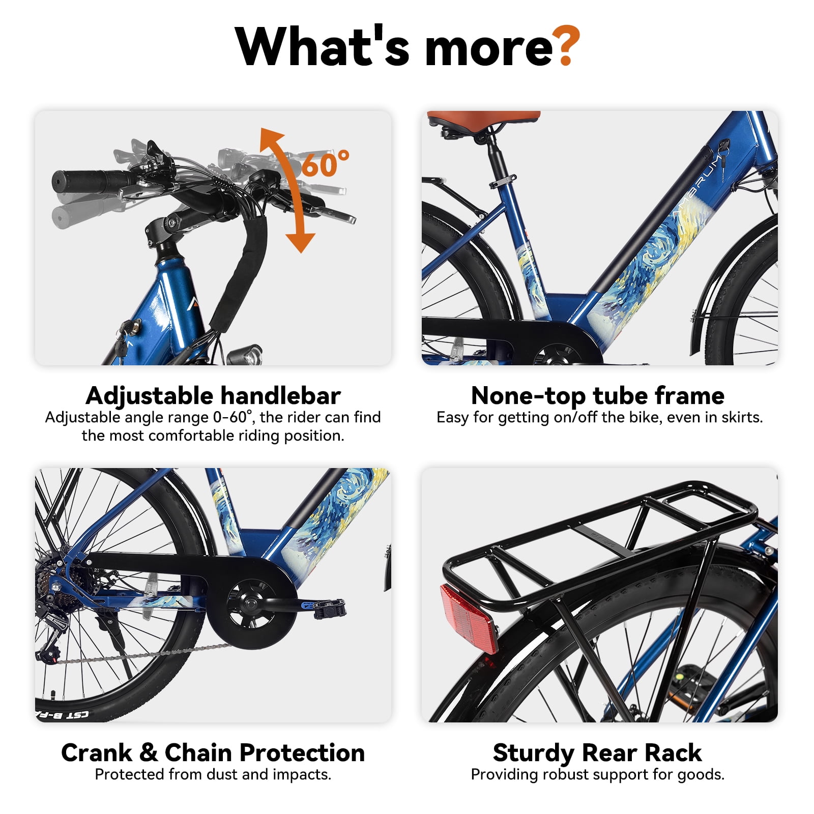 HILAND 26" Electric Bike for Adults with 500W Brushless Motor, 40Miles 20MPH Electric Mountain Bike with 36V 7.8AH Removable Battery UL2849,Blue