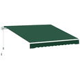 thumbnail image 1 of Outsunny Auvent Rétractable 12 Pieds x 8 Pieds pour Terrasse, Auvents Pare-Soleil Abri avec Manivelle Manuelle, Tissu Résistant aux UV et à l'Eau et Cadre en Aluminium pour Terrasse Balcon Cour, Vert, 1 of 10