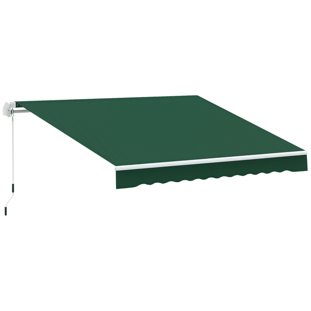 Outsunny Auvent Rétractable 12 Pieds x 8 Pieds pour Terrasse, Auvents Pare-Soleil Abri avec Manivelle Manuelle, Tissu Résistant aux UV et à l'Eau et Cadre en Aluminium pour Terrasse Balcon Cour, Vert