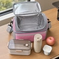 thumbnail image 4 of Portable Lunch Cooler Bag Insulated Lunch Box Tote With Strap Handle Thermal Food Storage Organizer Office Travel Picnic Camping Outdoor Reusable Meal Carrier Storage Bag, 4 of 7
