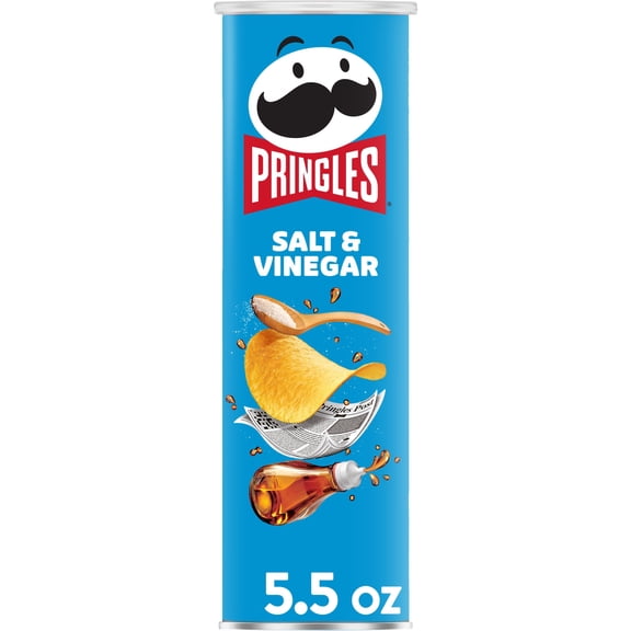 Pringles Salt and Vinegar Potato Crisps Chips, Lunch Snacks, 5.5 oz Canister