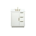 thumbnail image 3 of Elegant Kitchen and Bath 30 inch Single bathroom vanity in white with backsplash, 3 of 8