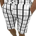 thumbnail image 2 of pxiakgy mens shorts men casual plaid printed business mid waist stretch drawstring shorts with pockets men casual shorts black + l, 2 of 6
