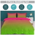 thumbnail image 5 of 3 Pcs Soft Bedding Set, Includes 1 Duvet Cover with Zipper And 2 Pillow Shams,Pink Green Gradient King(102"×90"), 5 of 8