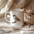 thumbnail image 3 of Bird Watching Mug, House Sparrow Song Bird Mug, 11oz or 15oz White Ceramic Coffee Mug Gift for Bird Watchers, 3 of 9