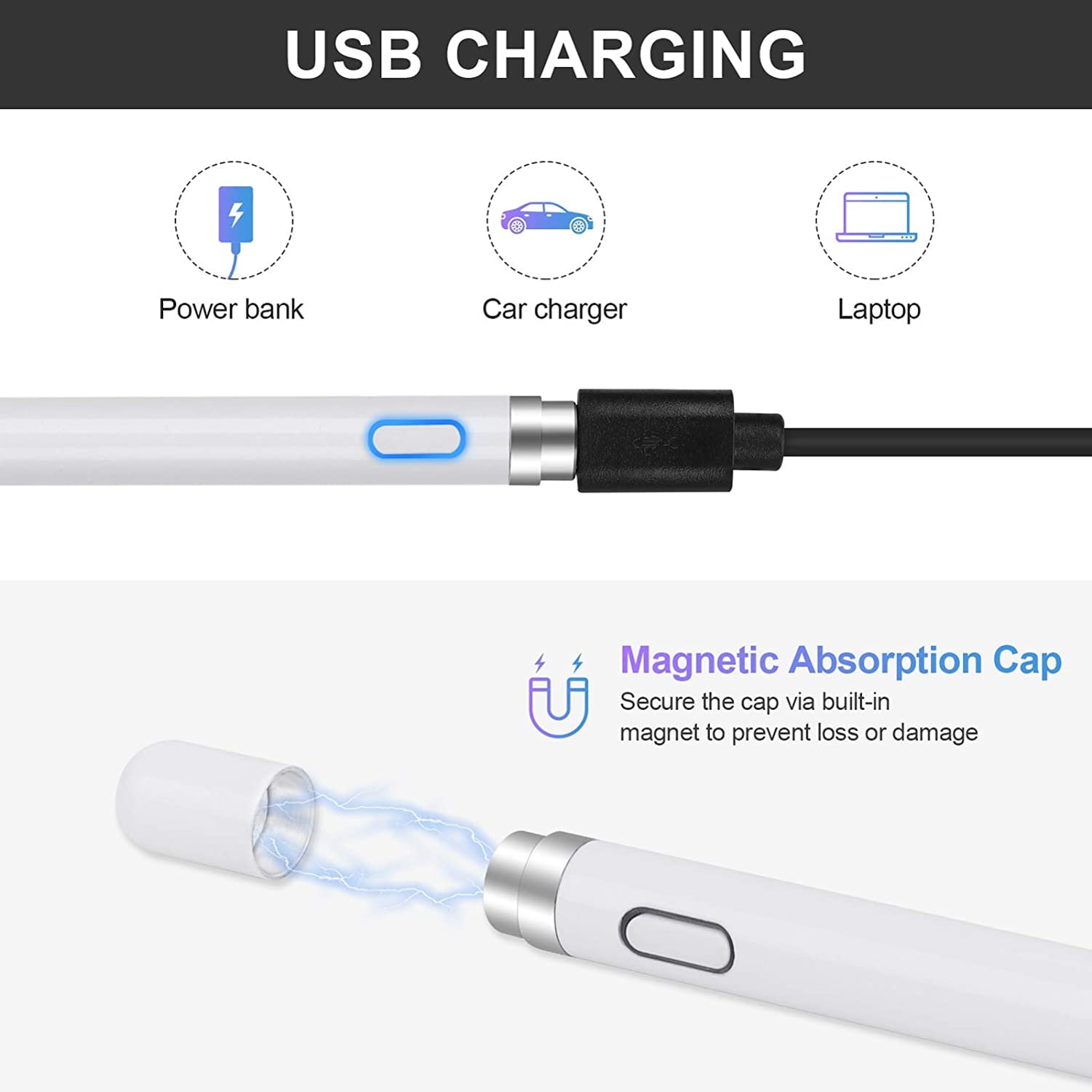 For iPhone 15/Pro/Max/Plus - Active Stylus Pen Digital Capacitive Touch Rechargeable Palm Rejection