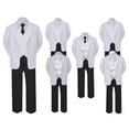 thumbnail image 1 of 5-7pc Formal Black White Suit Set White Bow Long Tie Vest Boy Baby Kids Sm-20 Teen, 1 of 3
