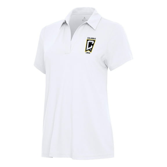 Women's Antigua White Columbus Crew Era V-Neck Polo