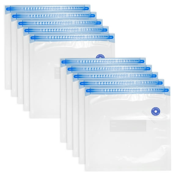 Unique Bargains Sous Vide Bags 10pcs, Reusable Zipper Food Vacuum Seal Bags With Air Valve Food Storage Bag 22cm x 21cm