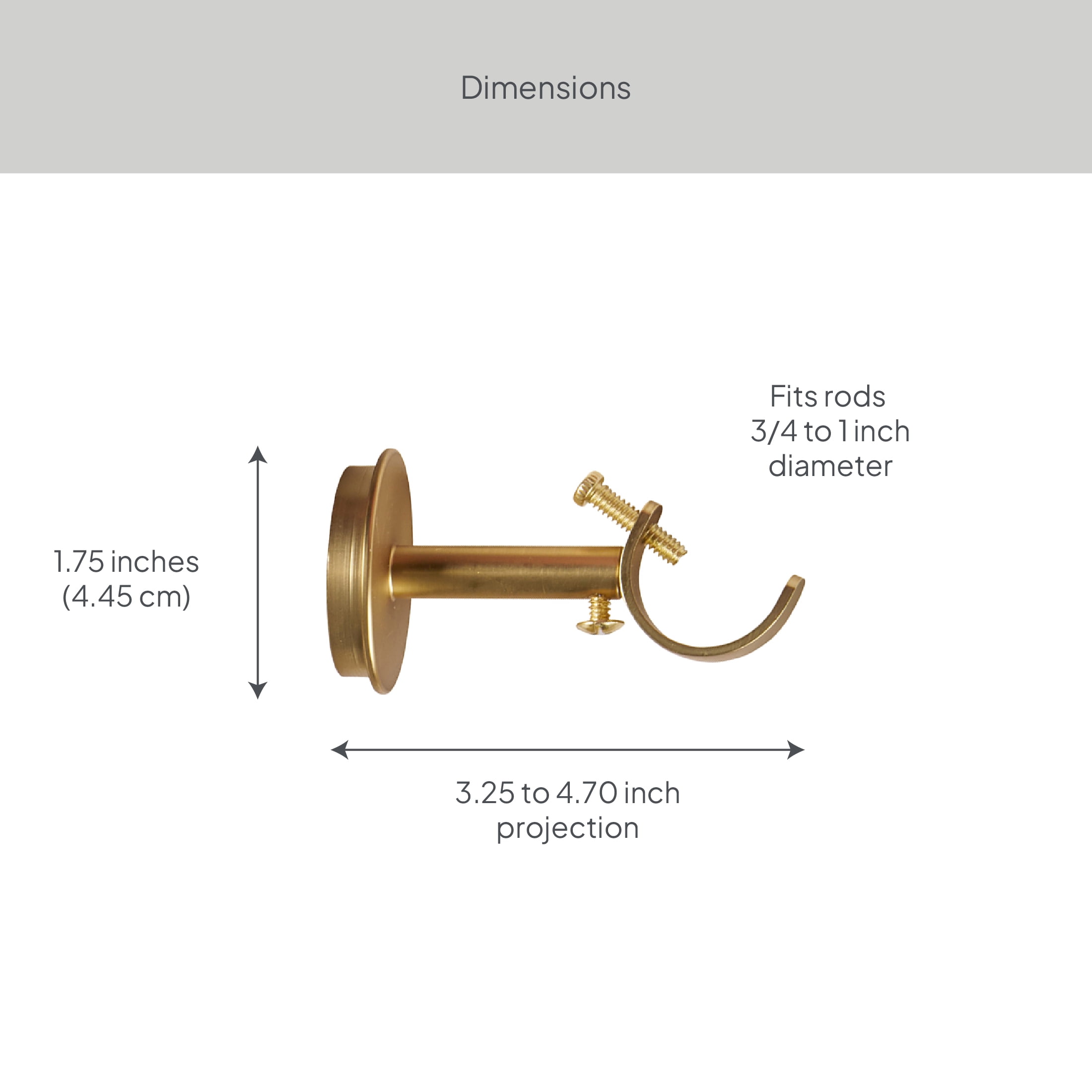 Better Homes & Gardens 1" Brass Adjustable Seamless Hidden Curtain Rod Bracket, Set of 2