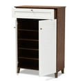 thumbnail image 2 of Bowery Hill White and Walnut 5-Shelf Wood Shoe Cabinet with Drawer, 2 of 10