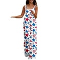thumbnail image 2 of Haivin Women's Jumpsuit, Patriotic Print Sleeveless with Straps, High-Waisted Wide-Leg with Pockets, Comfortable and Stylish for Daily Wear and Parties, 2 of 5