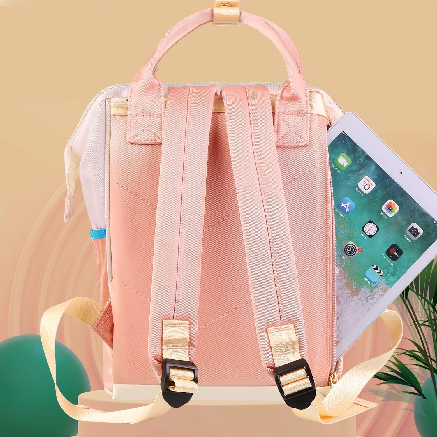 Lvelia Diaper Bag Backpacks for Women Large Capacity with Insulated Pockets, Baby Changing Bag for Girl Waterproof Baby Bags for Mama Maternity Travel Bag,Pink