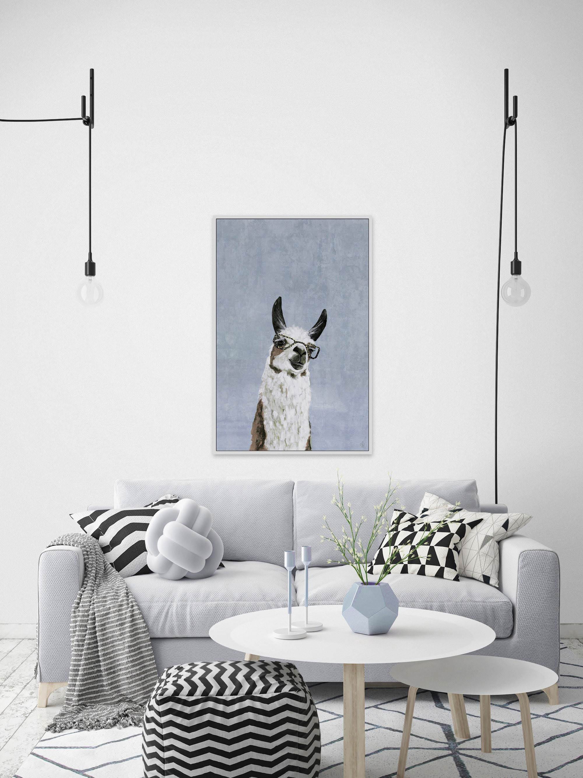 Cool Llama II Floater Framed Painting Print on Canvas