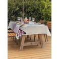 thumbnail image 4 of 60x102 Inch Outdoor Tablecloth with Umbrella Hole Zipper Rectangle Pink Blue Floral Rectangular Tablecloths Outside Waterproof Butterflies Retro Oil Painting Patio Table Cloth Cover for Picnic Party, 4 of 8