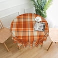 thumbnail image 2 of Autumn Fall Orange Round Tablecloth 60 Inch Thanksgiving Buffalo Check Plaid Table Clothes Rustic Farmhouse Reusable Circle Table Cover for Picnic Party Home Dining Room Decor, 2 of 6