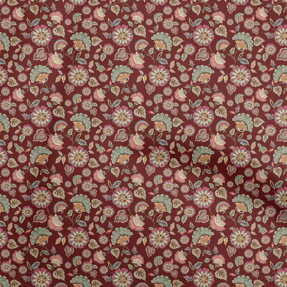 oneOone Cotton Jersey Maroon Fabric Asian Suzani Sewing Craft Projects Fabric Prints By Yard 58 Inch Wide
