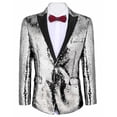 thumbnail image 6 of COOFANDY Men Sequin Blazer Jacket Slim Fit One Button Sport Coat Tuxedo with Pocket, 6 of 11