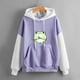 thumbnail image 2 of Mujeres moda casual estampado cuello redondo suelta manga larga blusa corta sudaderas sin capucha Fridja bvmnju5609, 2 of 5