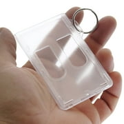 Heavy Duty Fuel Card/ID Badge Holders with Keyring - Holds Two Cards - Clear Rigid Plastic ID Holder Keychain - Attach Keys & Protect License and a Credit Card by Specialist ID