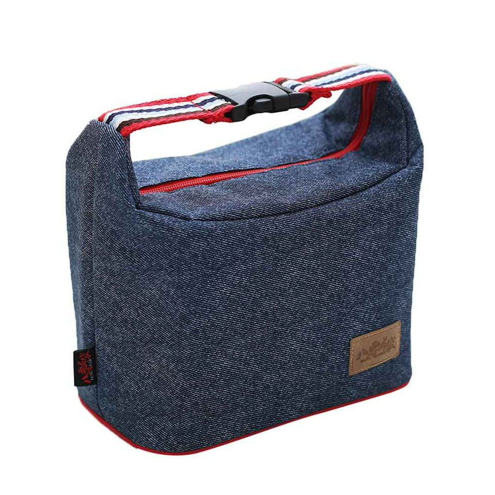 Adults Lunch Box Pouch Insulated Lunch Bag Large Cooler Buckle Stripe Tote Bag Men Women Kids