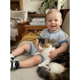 thumbnail image 4 of Cenuakty Baby Boys 0-18M Rompers Stripe Print Bear Embroidery Crew Neck Short Sleeve Infant Bodysuits Jumpsuits, 4 of 9