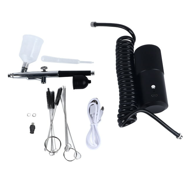 Kit de Aerógrafo Inalámbrico Nikou Compresor 23 a 26 PSI Negro