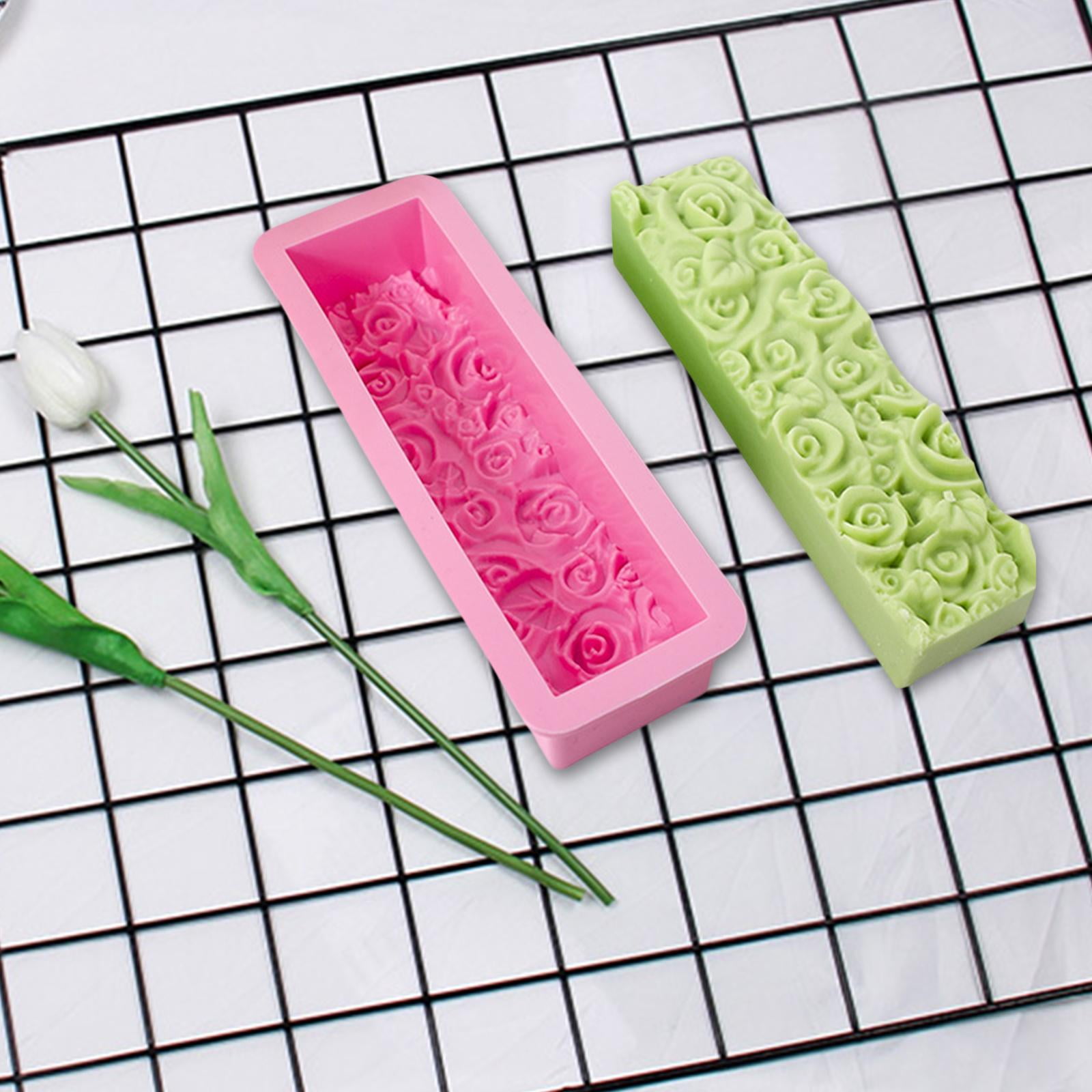 FVDPWYE 3D Silicone Mold Craft Wedding Candle Mould Rectangular Embossed DIY Handmde for pink