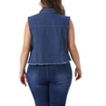 thumbnail image 3 of Agnes Orinda Women's Plus Size Crop Denim Vest Sleeveless Distressed Embroidered Pearl Button Down Casual Jean Vests Jacket with Pocket Decor 3X Blue, 3 of 6