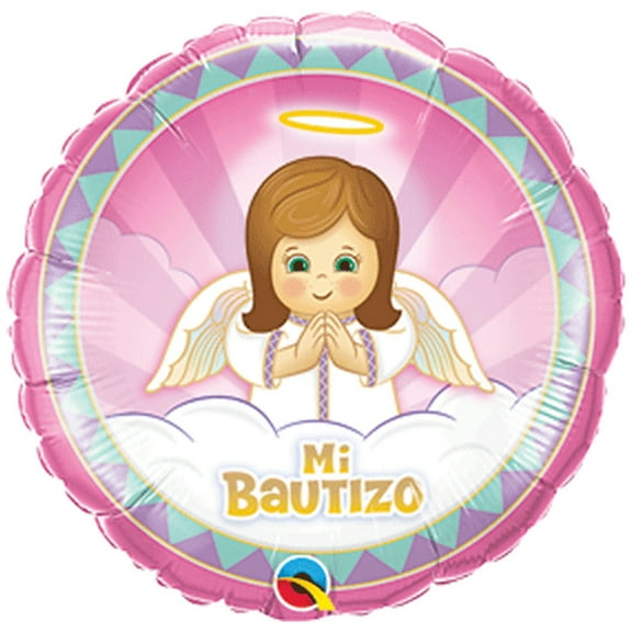 18" Bautizo Angel " Mi Bautizo " Theme Pink Foil / MylarBalloons ( 2 Balloons )