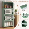 thumbnail image 3 of Giantex 5-Tier Kitchen Storage Cabinet, Mobile Microwave Stand, Bread Rack Coffee Stand, Bakers Rack w/Flip Door Cabinets, Green, 3 of 8