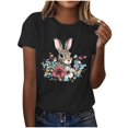 thumbnail image 2 of Mifsaly Short Sleeve T-Shirts Women Leopard Print Easter Bunny Floral Graphic Cotton tops Soft Breathable Relaxed Fit Casual Summer Tees S, 2 of 6