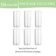 Glasseam 3.3x8 Inch Glass Cylinder Vases Set of 6 Clear Floating Pillar Candle Vase in Bulk for Centerpieces