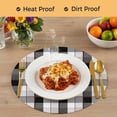 thumbnail image 4 of Black Grey Plaid Round 15 Inch Placemats Set of 8, Modern Abstract Ombre Gingham Checkered HeatResistant Non Slip Place Mats for Dining Table, Wipeable Braided Kitchen Table Mats for Housewarming, 4 of 9