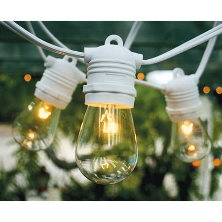 Medium Light Set 20 Lights - Fantado 10 Socket Outdoor Commercial Grade Patio String Light Set, S14 Bulbs, 21 FT White Cord w/ E26 Medium Base, Weatherproof by PaperLanternStore