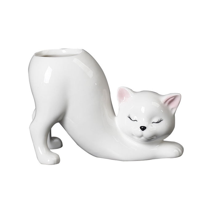 Cute Ceramic Tail Planter for Succulents and Herbs - Desktop Decor for Office, Kitchen, or Living Room