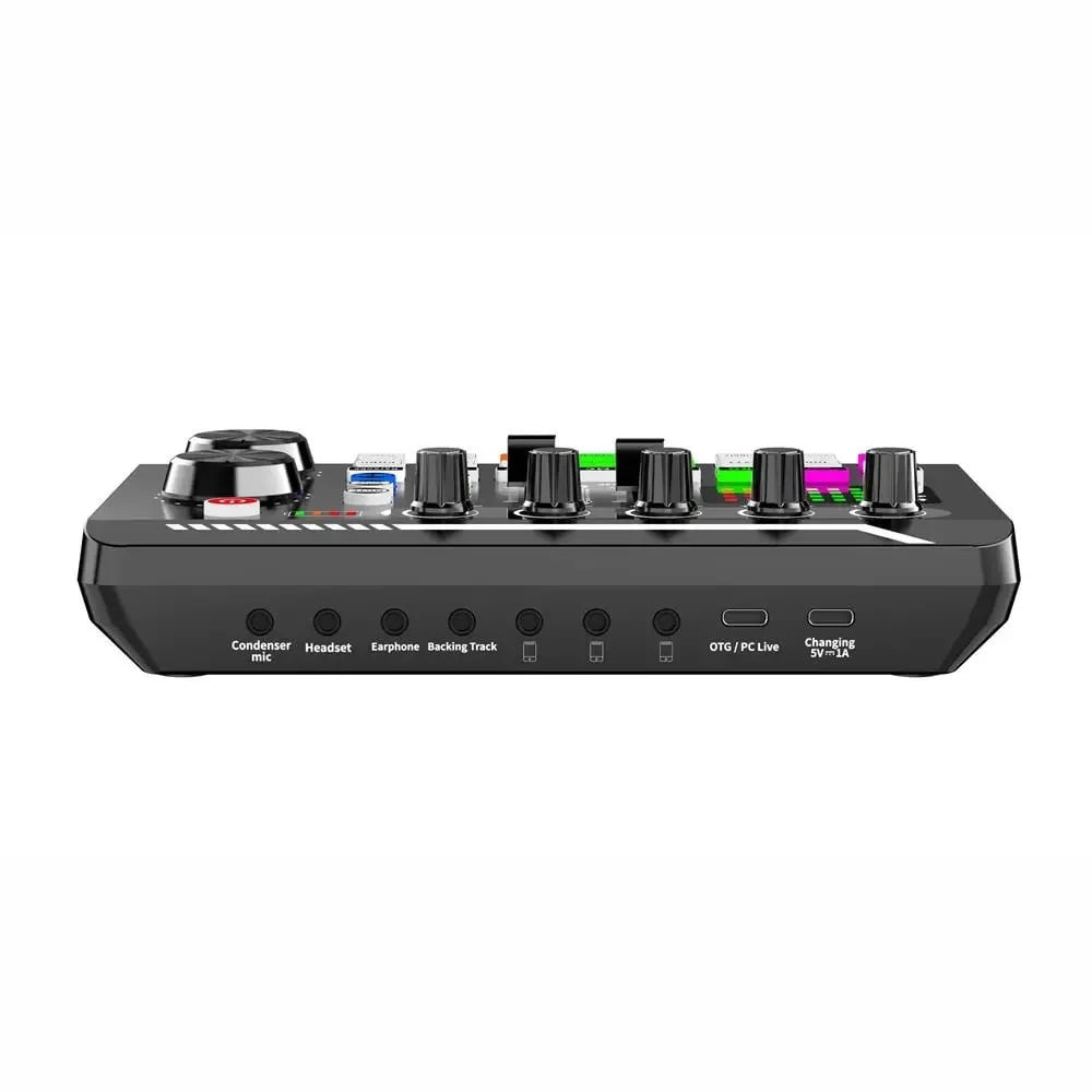 Live Sound Card and Interface with DJ Mixer Effects Voice Changer Bluetooth-Compatible Mixer