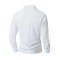 thumbnail image 5 of TOUMENY Men Linen Shirts Casual Long Sleeve Lightweight Breathable Shirt Solid Button Down Loose Fit Vacation Beach Summer Fall Tops White L, 5 of 7