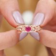 thumbnail image 3 of Rosec Jewels Natural Ruby Solitaire Ring with Diamond for Women, Beaded Ring - AAA Quality, 10K Rose Gold, US 6.50, 3 of 7