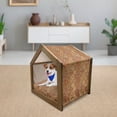 thumbnail image 3 of Moroccan Pet House, Vintage Hand Drawn Style Ottoman Trellis Floral Motifs, Outdoor & Indoor Portable Dog Kennel with Pillow and Cover, 5 Sizes, Orange Yellow Brown, by Ambesonne, 3 of 5