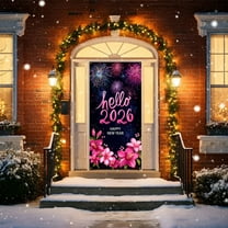 Fwttom Christmas Door Cover - Fabric Welcome Door Curtains, Party Holidays Christmas Decoration Door Covers for Front Door, 70.8" x 35.4"