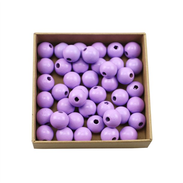 Bearachild Kit de cuentas de con agujeros, manualidades, fabricación de joyas, dijes, juego de cuentas de 16mm, colores, bola Kits de decoración para fiestas Violeta