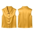 thumbnail image 6 of FchengtaiS Button Down Sleeveless Shirts Women Peter Pan Collar Satin Blouses Summer Business Casual Loose Tank Tops, 6 of 7