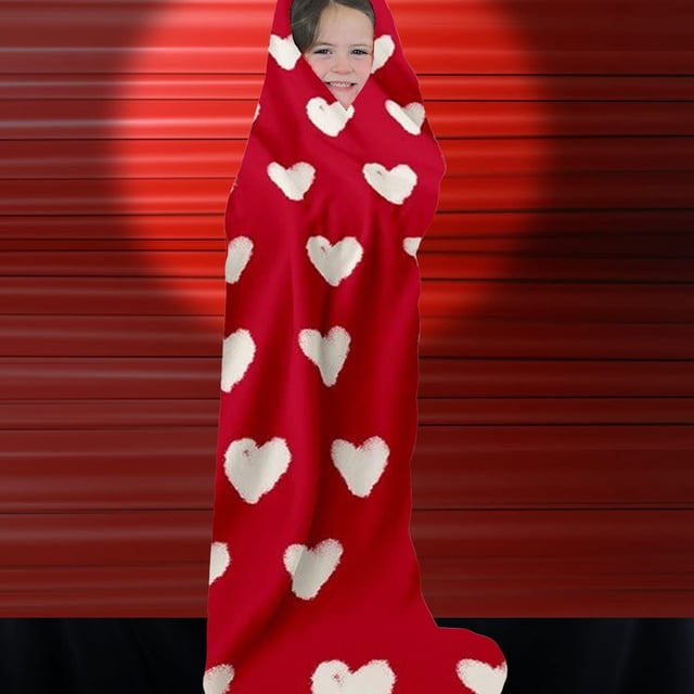 EGNMCR Couverture Jetée, Couverture Jetée pour Canapé Couverture en Flanelle de la Saint-Valentin Jetée Cœurs d'Amour Rouges Douce Duveteuse Plus H Couvertures en Molleton Confortables pour Canapé Sofa Lit Détente Cadeaux Idéaux pour Enfants Couverture en Flanelle
