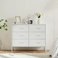 thumbnail image 5 of Aukfa 6 Drawer Dresser,Wide Chest of Drawers for Bedroom with Metal Frame for TV,White, 5 of 6