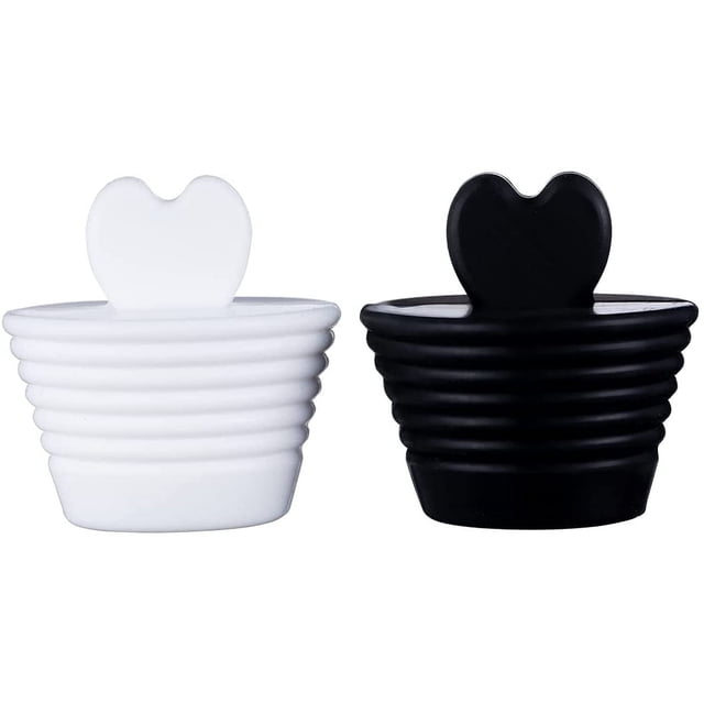 Tapón de bañera universal para ducha y tapón de drenaje de jacuzzi, tapón de silicona para fregadero de cocina (negro + blanco) Ormromra LT59-2