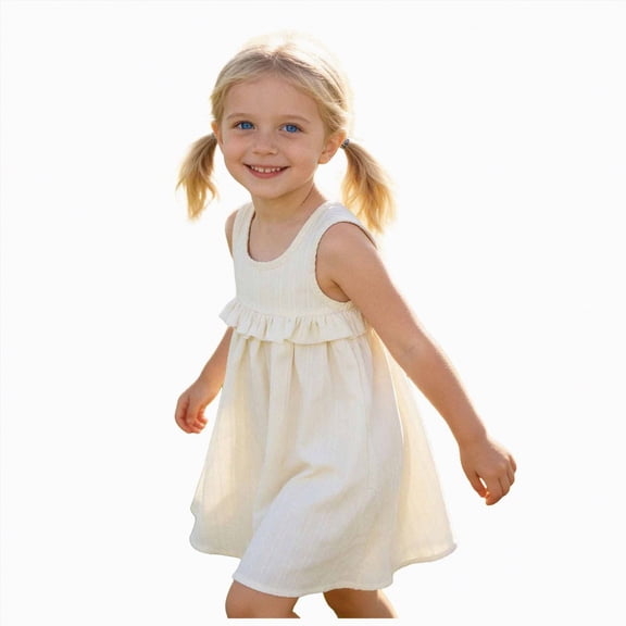 Gibobby Toddler Girl Dress Toddler Girl Tulle Dress Summer Ruffle Sleeveless Baby Girl Fashion Casual Dresses 12 18 24 Months 2T 3T 4T 5T(6-7 Years,White)