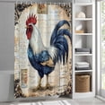 thumbnail image 3 of Blue White Rooster Floral Fabric Shower Curtain Retro Letter Washable Shower Curtains for Bathroom, Waterproof Bath Curtain with Hooks Home Decor 72x72in, 3 of 8