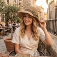 thumbnail image 4 of Elegant Woven Straw Sun Hat with Bow Summer Beach Hat for Women Wide Brim Packable Foldable Straw Hat for Women Crochet Hats for Women, 4 of 12