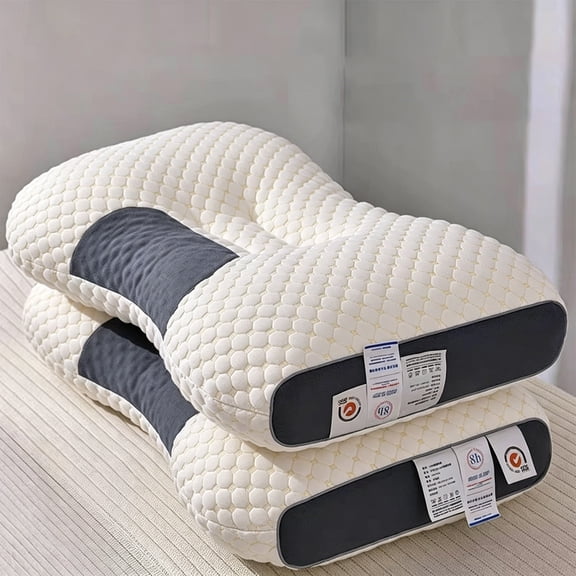 Adjustable Cooling Ergonomic Cervical Memory Foam Pillow Vacuum Compressed Support Bed Pillow for Side Back Stomach Sleepers Neck Relief Bedroom Sleep Cushion